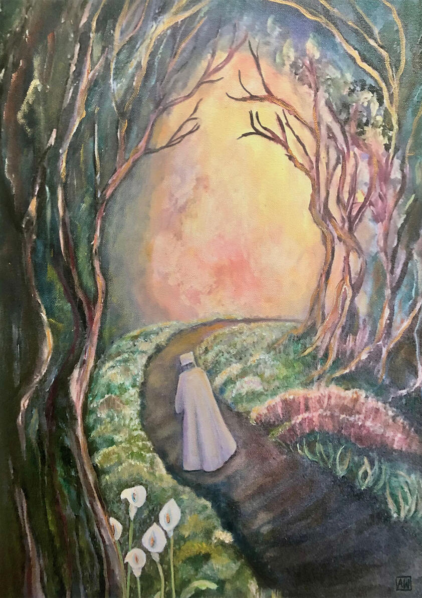 Follow Me (Inquire if interested) Giclée print with paint embellishments 16x20 Acrylic