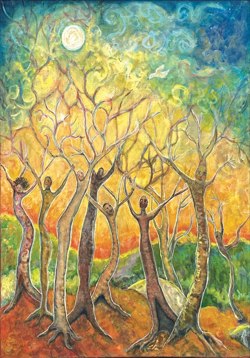 Dancing Trees 1 $700 Original 24x30 Acrylic | Gallery-wrapped, no frame required (Glicée reprints available with paint embellishments in different sizes)