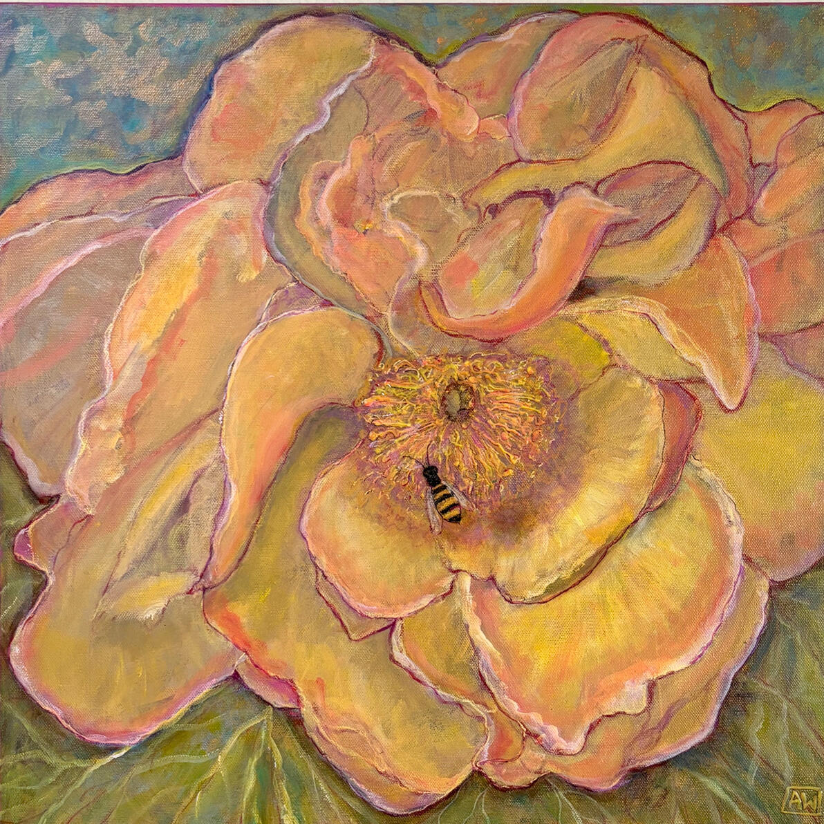 Bee Happy | $400 Original 20x20 Acrylic | Gallery-wrapped, no frame required