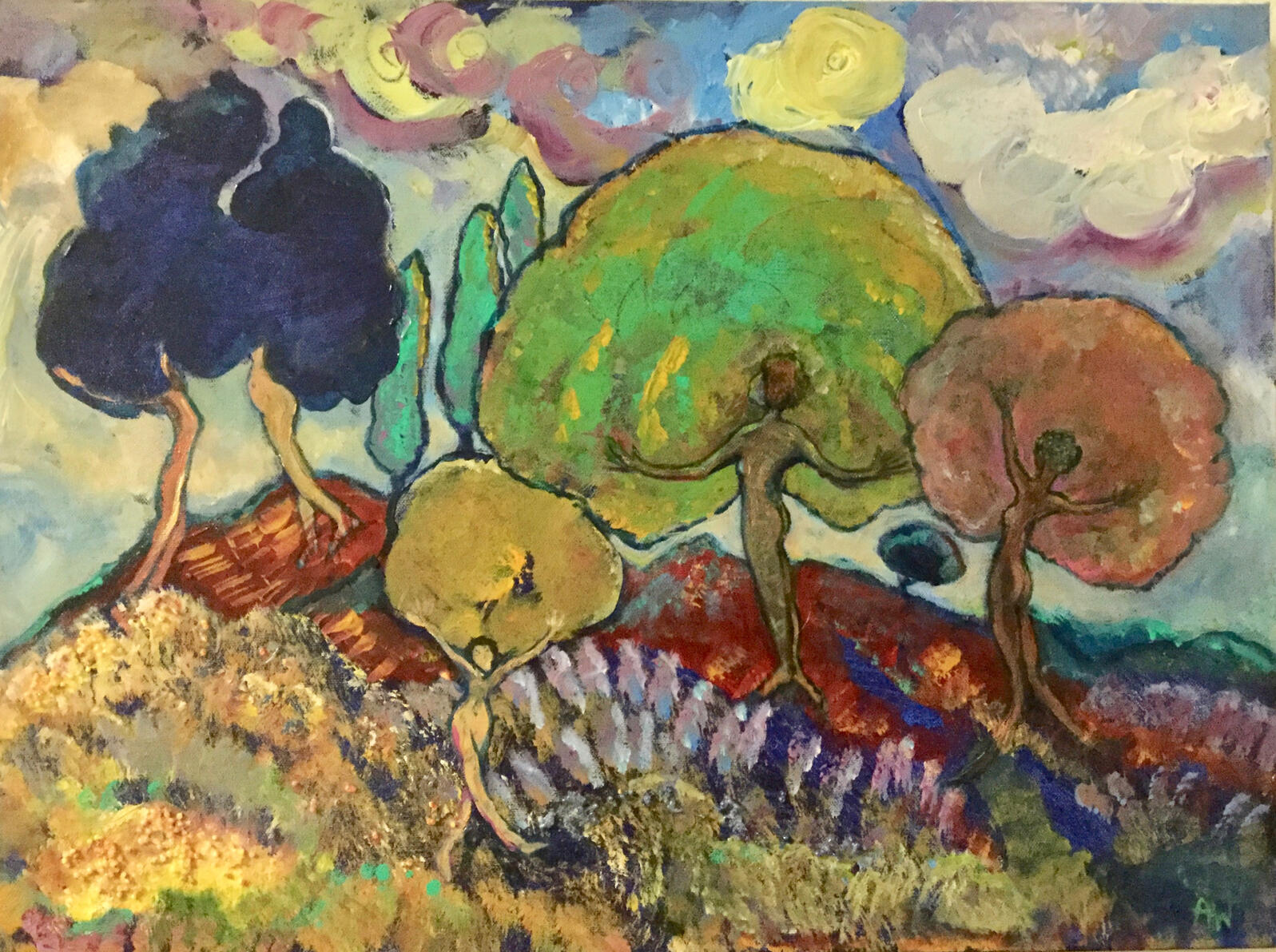 Dancing Trees 6 $250 Giclée canvas reproduction with paint embellishments 16x20